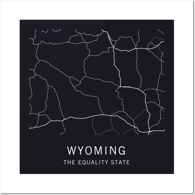 Wyoming State Road Map Wall Art by ClarkStreetPress